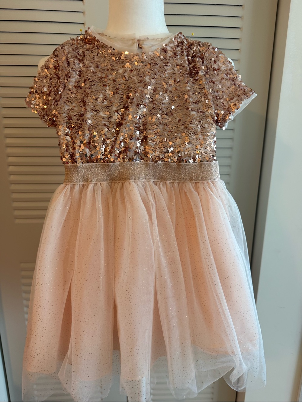 Girls' Sparkle Sequin & Tulle Party Dress in Rose Gold and Blush